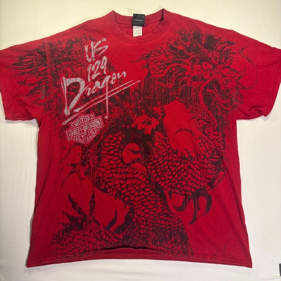 Harley-Davidson Other - Harley-Davidson US 129 Tail of the Dragon T-Shirt Red XL Tallassee TN Graphic
